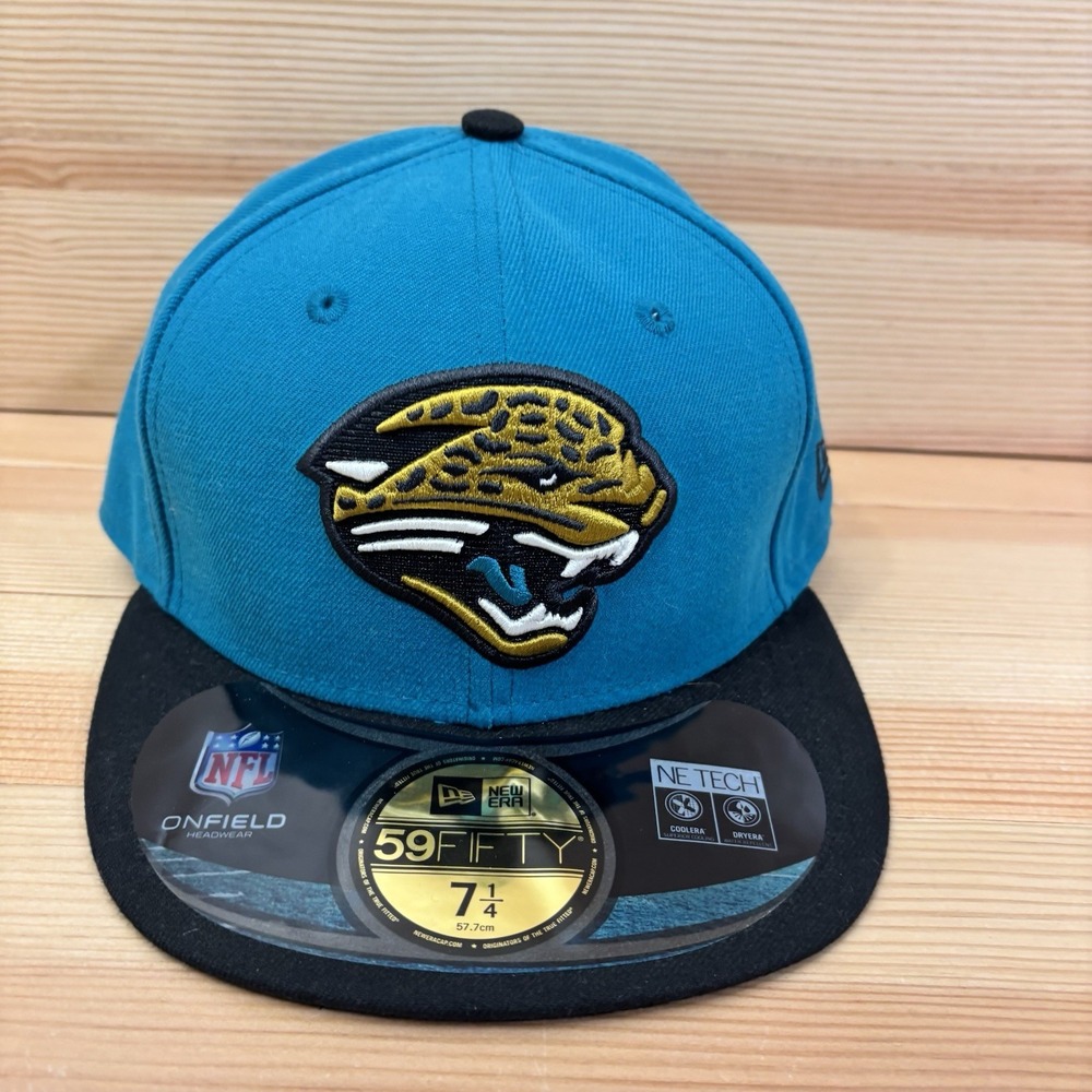 Jacksonville Jaguars New Era 5950 Two Tone Fitted Hat size 7 1/4 On Field NFL